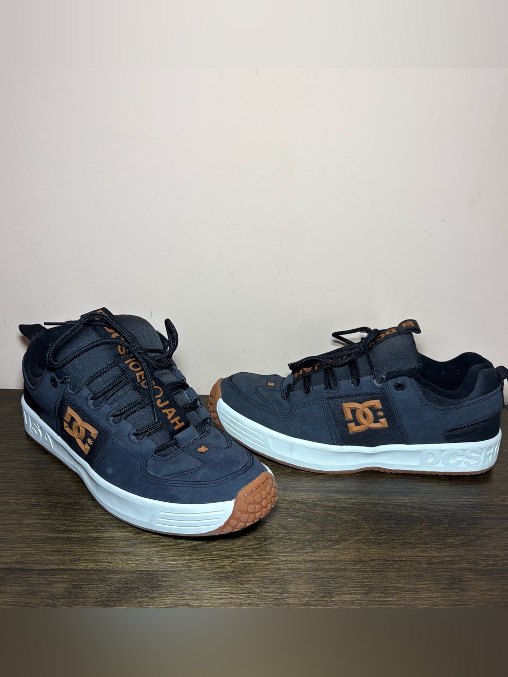 DC Black and Brown Low-Top Skate Shoes